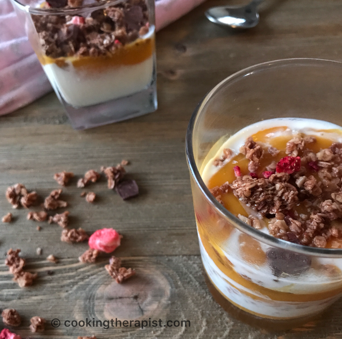 Mango and granola parfait